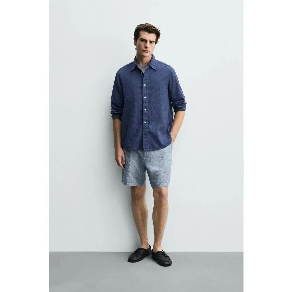 Zara Men's Cotton European Linen Blend Shorts Sz. 31